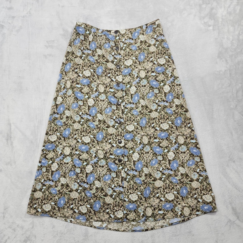 Vintage CJ Banks Skirt Womens X/14W Multicolor Floral A-Line Button Front Midi